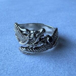 Sterling Silver 925 Dragon Playing Ball Size 9